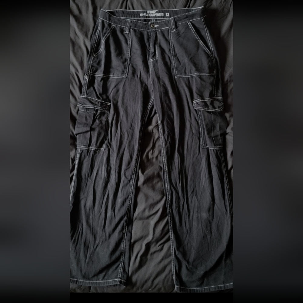 HT Denim Black & White Stitch Hi-Rise Carpenter Pants (13)